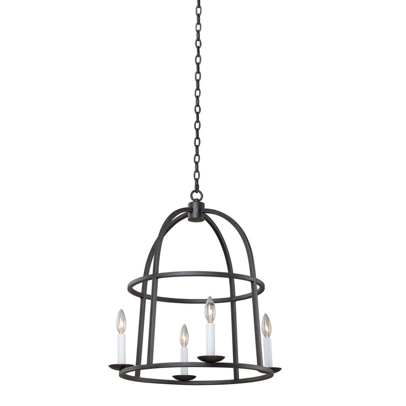 Four Light Pendant from the Wickenburg Collection in Black Iron Finish by Kalco