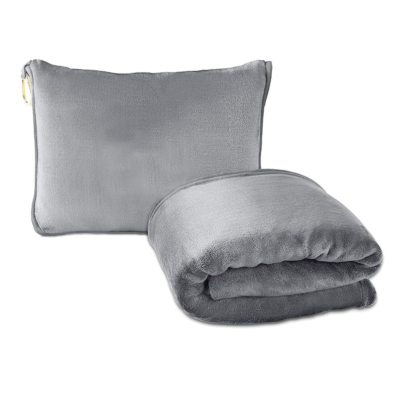 Grey Multi-Function 2-in-1 Travel Blanket with Storage – 50 x 60 in (127 x 152 cm) Lightweight Airplane Companion