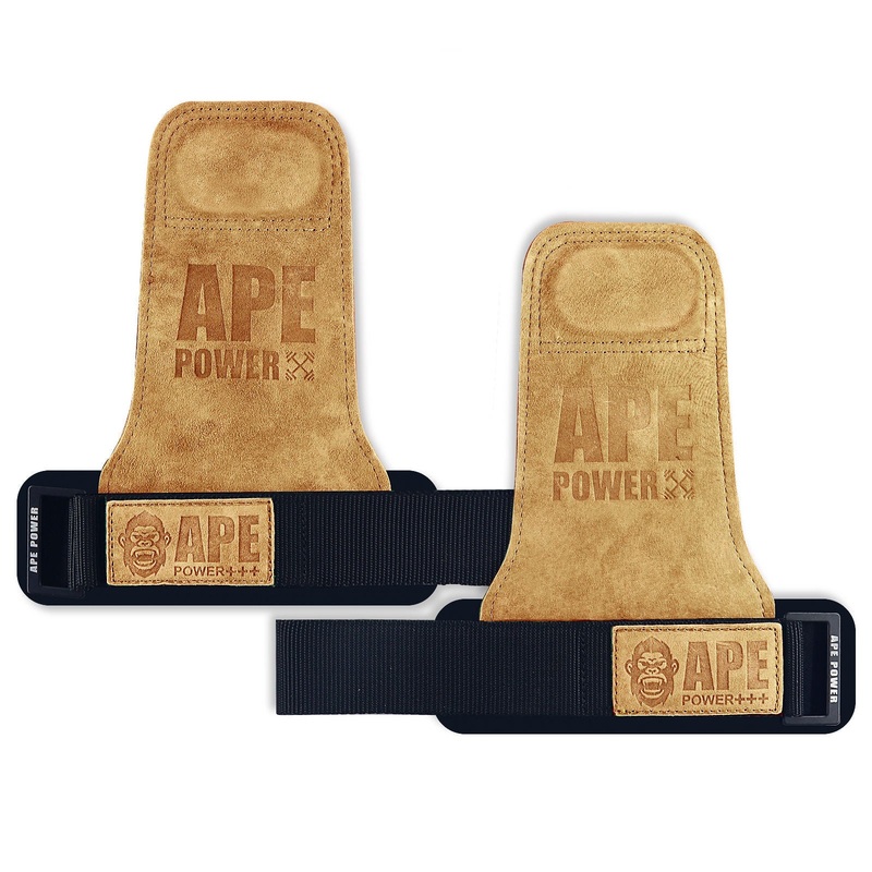 Heavy Duty Weightlifting Grips – Anti-Slip Cowhide Palm Protectors with Neoprene Wrist Support & Adjustable Straps(Brown)