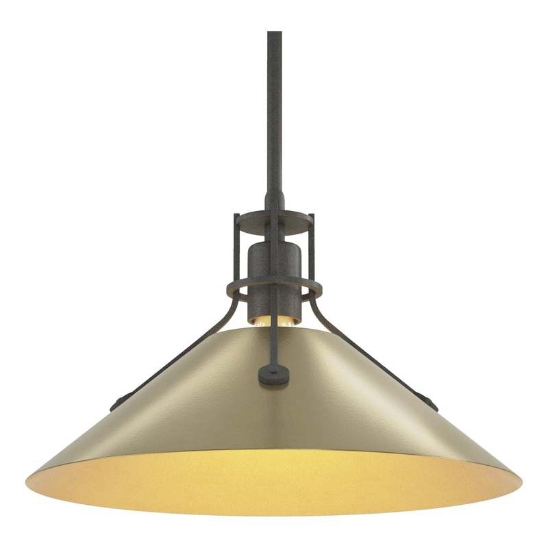 Henry Medium Steel Shade Pendant Natural Iron Modern Brass