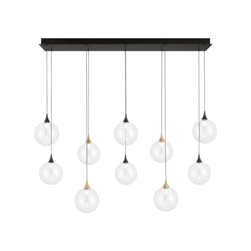 Iissa 10-Light 47″ Chandelier Gold-Black Clear Glass