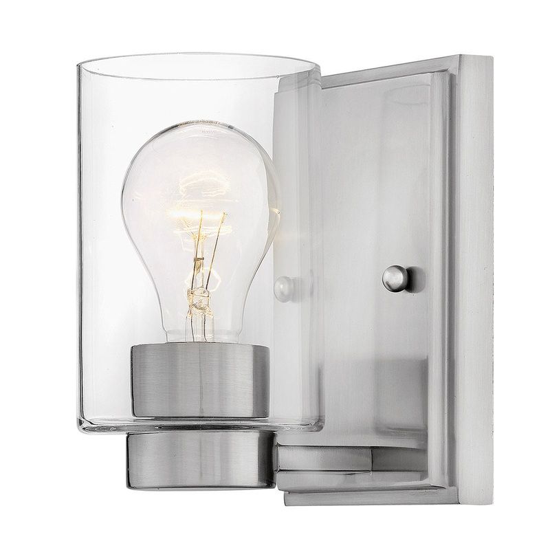 LED Bath Sconce from the Miley Collection in Brushed Nickel with Clear glass Finish by Hinkley