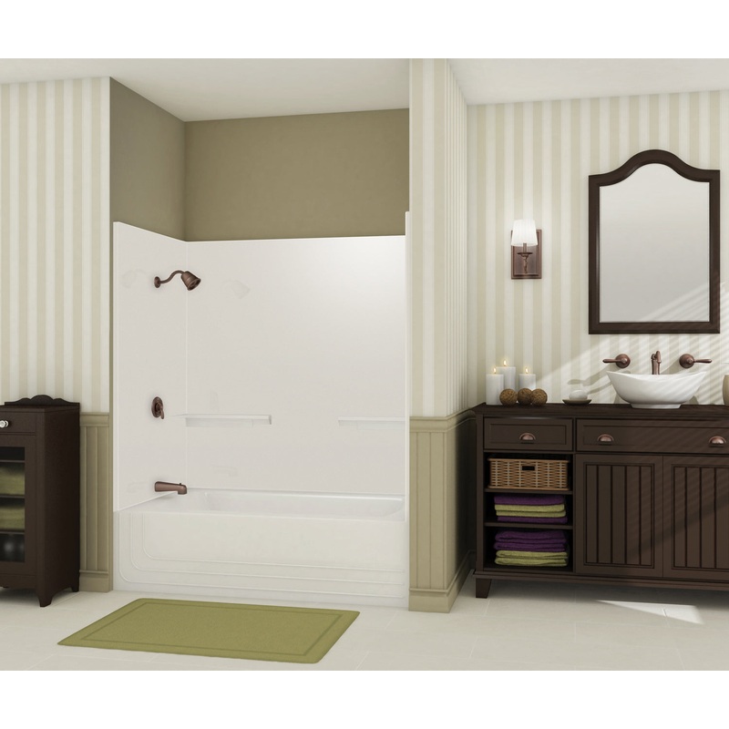 MAAX 101175-000-002-001 Monaco 60 x 31 AcrylX Alcove Left-Hand Drain Two-Piece Tub Shower in White