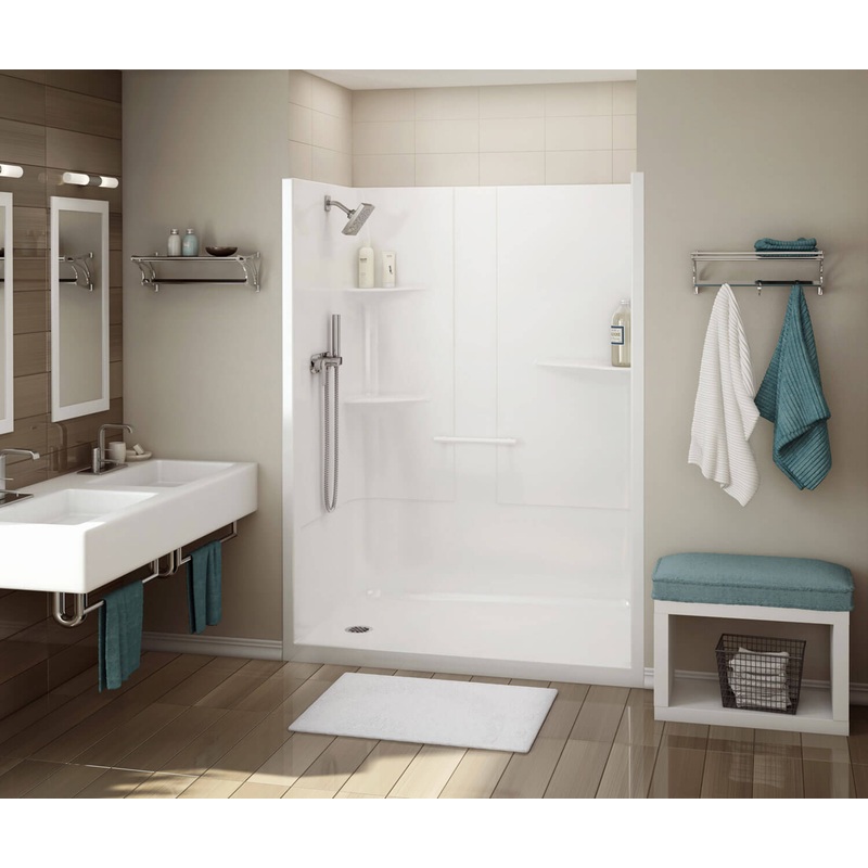 MAAX 107003-LC-000-001 ALLIA SH-6034 Acrylic Alcove Center Drain One-Piece Shower in White