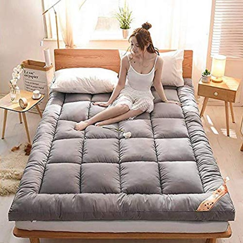 Pieghevole Giapponese Pavimento Materasso Tatami Tappetino 100% Cotone Traspirante Futon Shikibuton,Materasso Futon Grigio-Grigio 150x200cm(59x79inch)