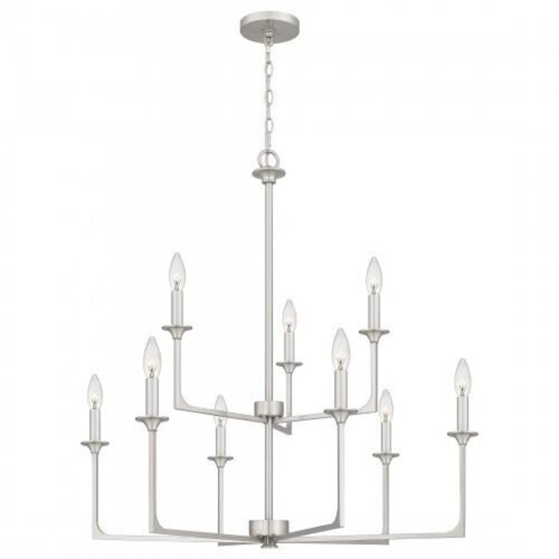 Quoizel PRC5232BN Prescott Chandelier 9 lights brushed nickel Chandelier