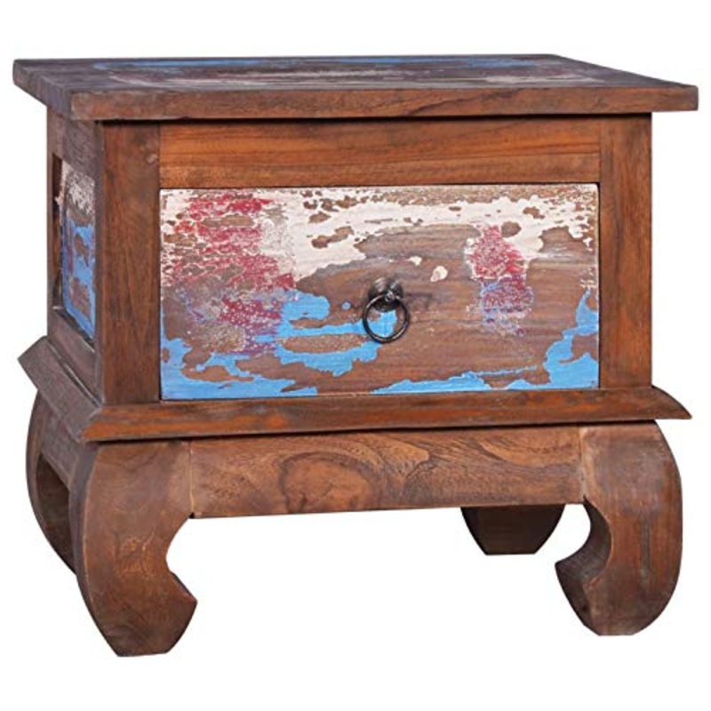 Tidyard Comodino in Legno Massello di Recupero con Cassetto,Comodino Camera da Letto Vintge con Cassetto,Comodino Cameretta con Cassetto,Comodino con Cassetto,Comodino Vintage Classico 45x35x40 cm
