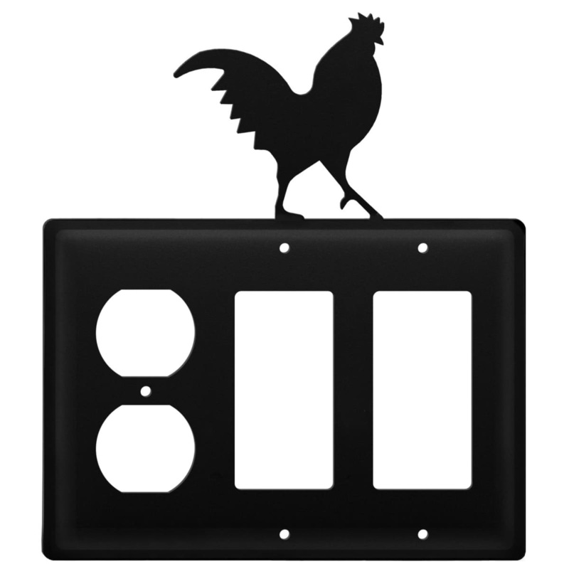 Village Wrought Iron EOGG-1 Triple Rooster Single Outlet and Double GFI Cover CUSTOM Product