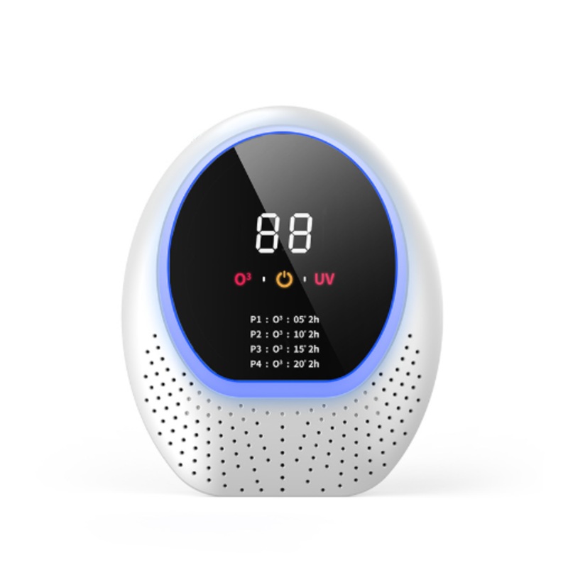 White Rechargeable Ozone & UV-C Air Purifier with Remote – Portable Odor Eliminator for Home, Pets & Closets