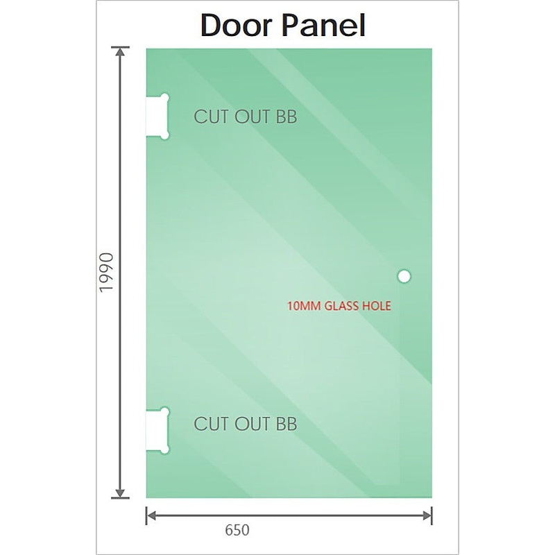 110x90cm Corner Frameless Shower Screen with Black Channel and SS Hinges, Square Knob Handle