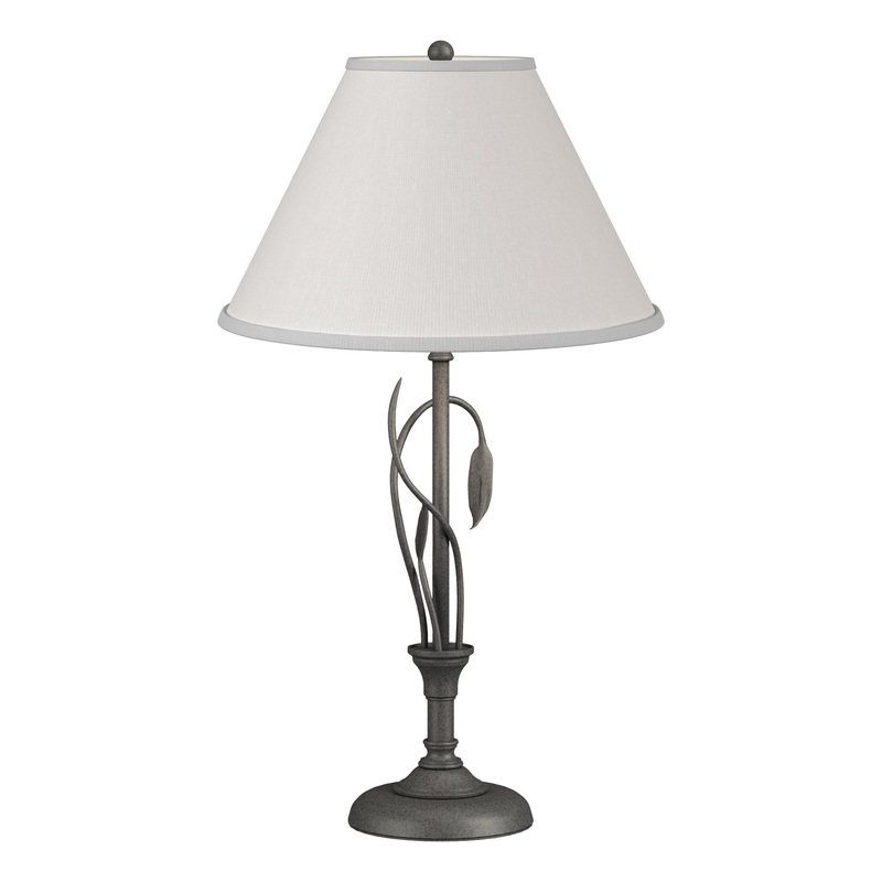 Forged Leaves and Vase Table Lamp Natural Iron