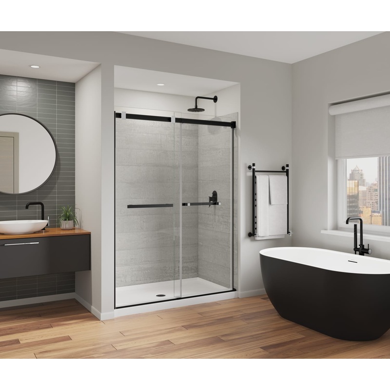 MAAX 136955-810-360-000 Duel Alto 56-59 X 78 in. 8mm Bypass Shower Door for Alcove Installation with GlassShield glass in Matte Black & Chrome