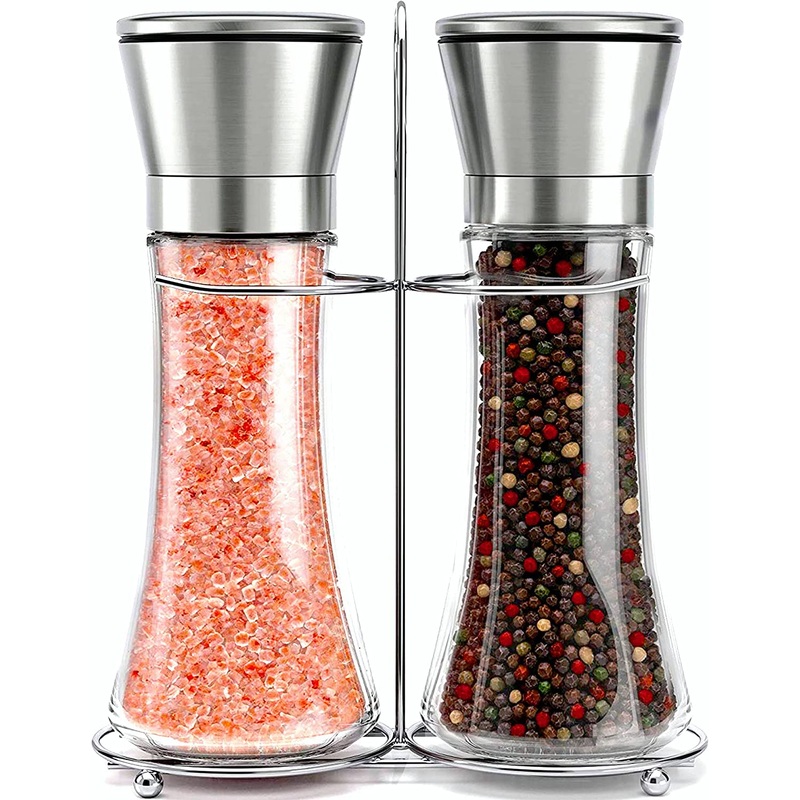 Modern Stainless Steel Salt and Pepper Grinder Set