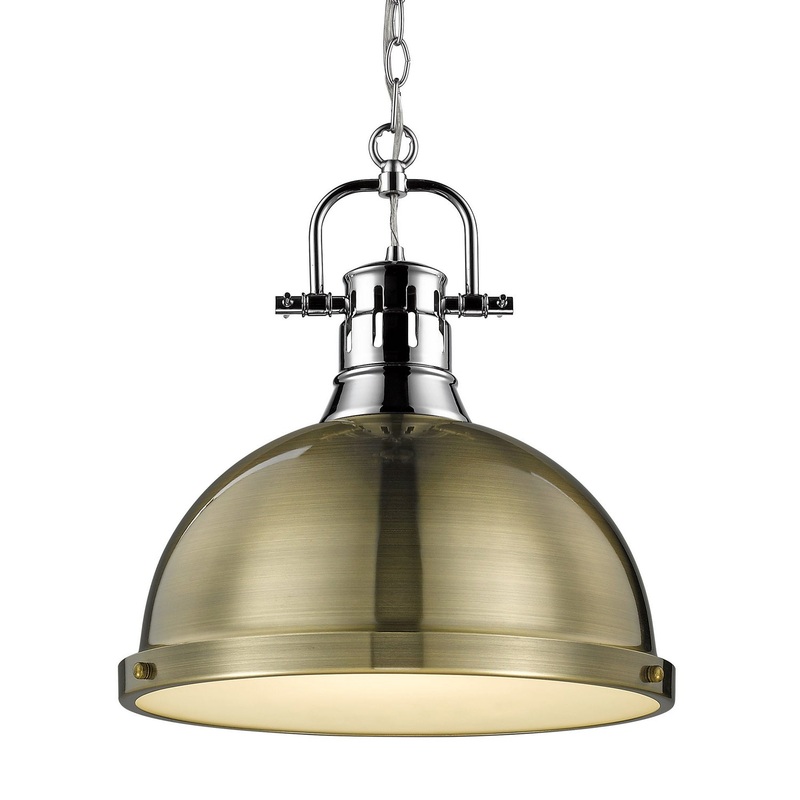 One Light Pendant from the Duncan Collection in Chrome Finish by Golden