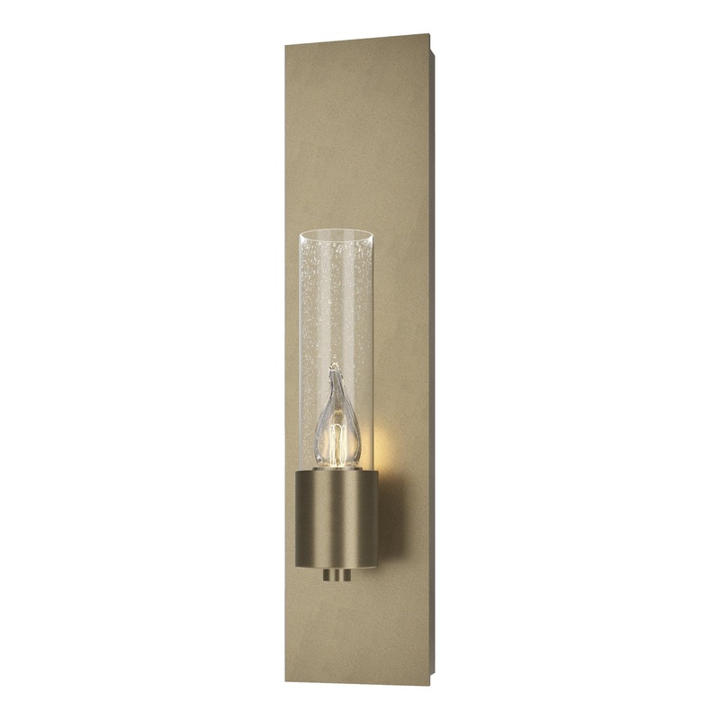 Pillar 1-Light Sconce Soft Gold Seeded Clear Glass (II)