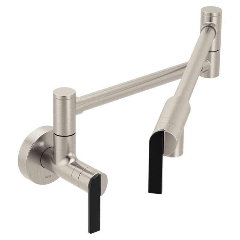 Pot Filler Nio Modern 2 Lever ADA Spot Resist Stainless Steel 1 Hole 5.5 Gallons per Minute