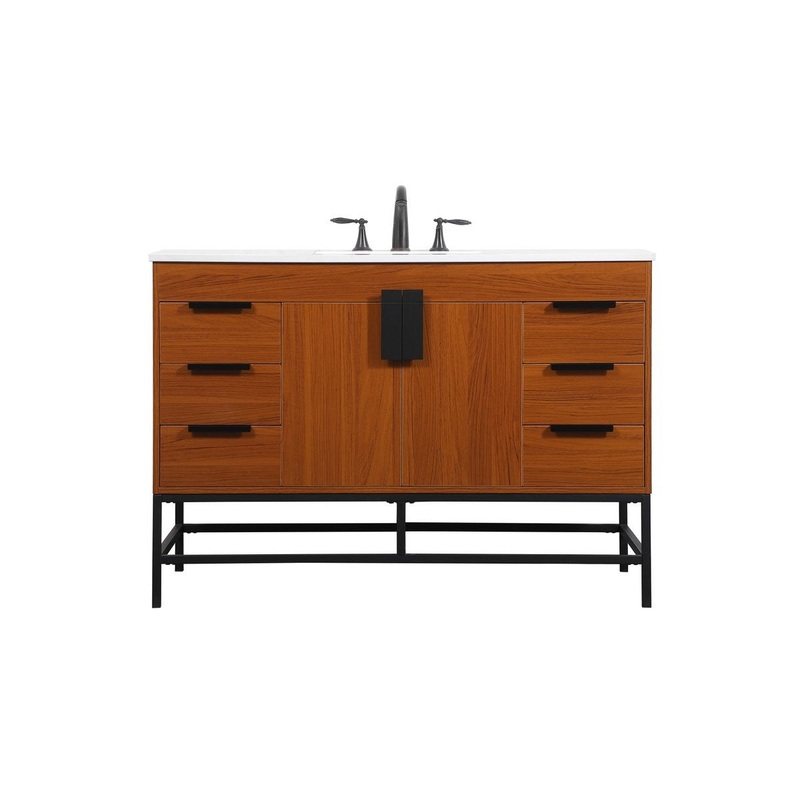 Single Bathroom Vanity from the Eugene Collection in Teak Finish by Elegant Lighting