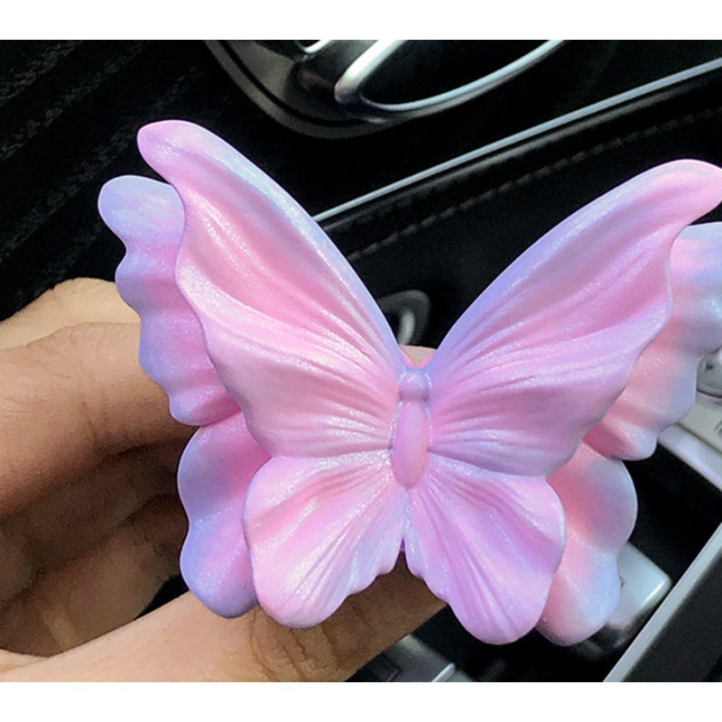 Translucent Pink Butterfly Set of 3 Butterfly Car Air Vent Clips – Decorative Scent Diffuser Ornaments