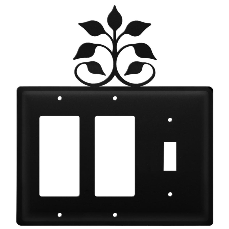 Village Wrought Iron EGGS-109 Triple Leaf Fan Double GFI and Single Switch Cover CUSTOM Product