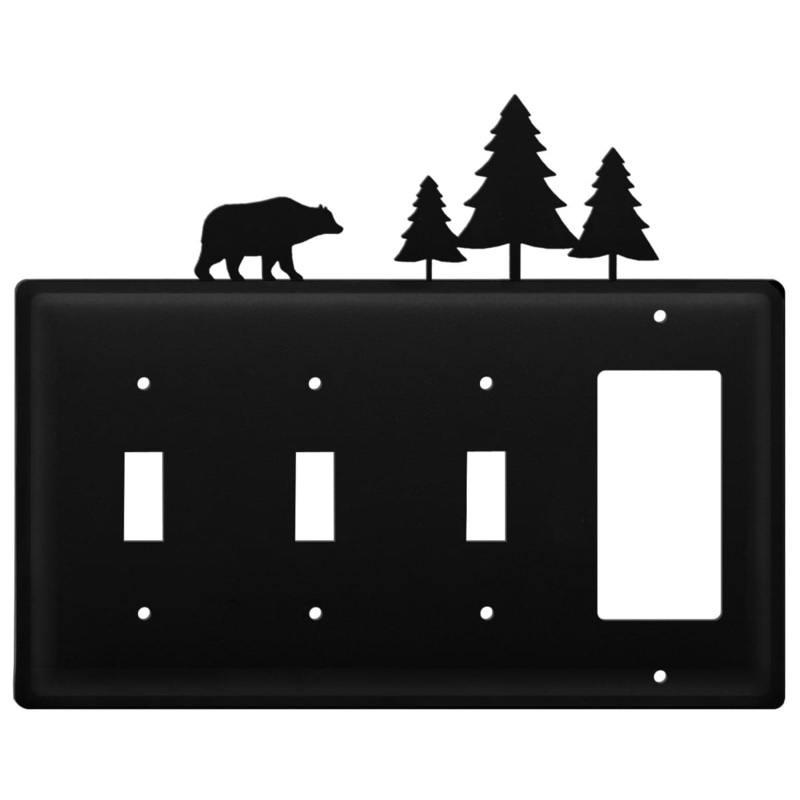 Village Wrought Iron ESSSG-83 Quad Bear & Pine Trees Triple Switch & Single GFI CUSTOM Product