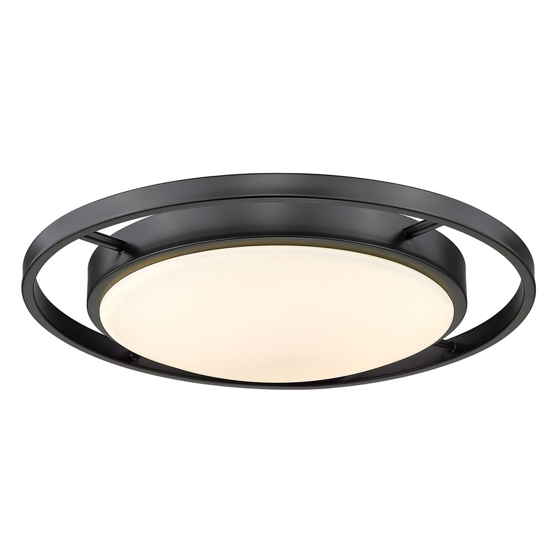 Astra 17″ Flush Mount in Matte Black with Opal Glass
