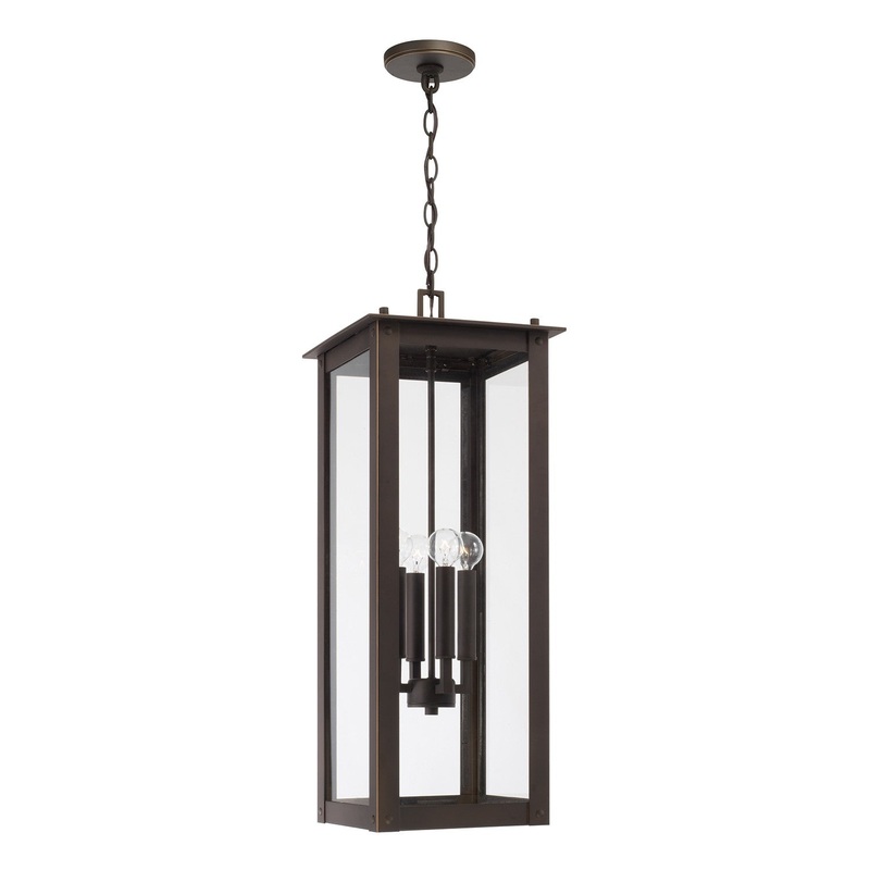 Four Light Outdoor Hanging Lantern from the Hunt Collection in Oiled Bronze Finish by Capital Lighting