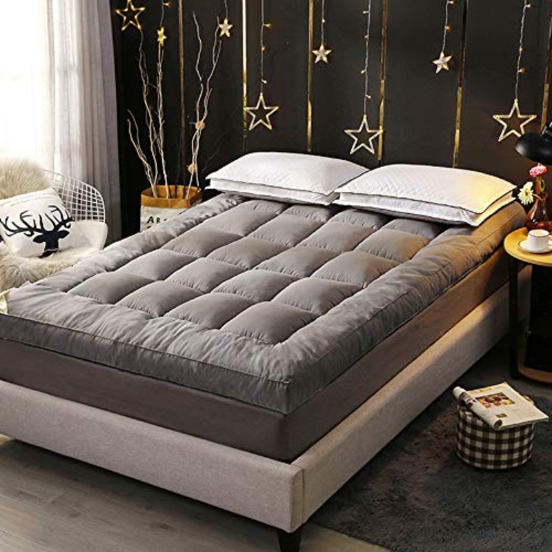 Futon – Materassino pieghevole in tinta unita Tatami, per letto singolo, matrimoniale, tiene caldo in inverno, morbido tappetino dormitorio, per studenti, singolo, matrimoniale, grigio, 180 x 220 cm