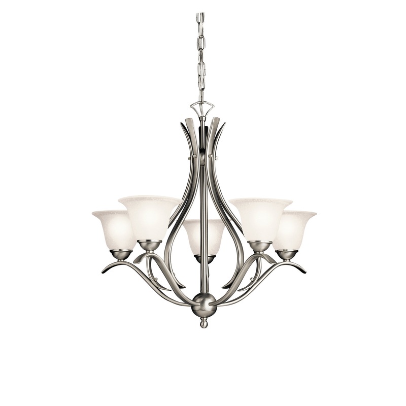Kichler 2020NI Five Light Chandelier, Brushed Nickel