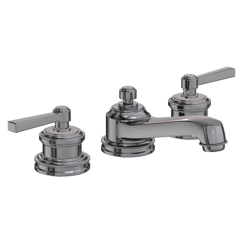 Lavatory Faucet Miro Widespread 8 to 20 Inch Spread 2 Lever ADA Midnight Chrome 1.2 Gallons per Minute Brass Spout Height 1-5/16 Inch