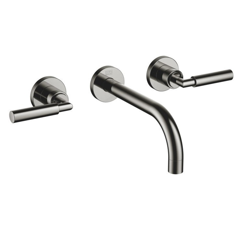 Lavatory Faucet TARA Wall Mount Mixer 2 Lever ADA WaterSense Dark Chrome 1.2 Gallons per Minute Less Drain 3 Hole