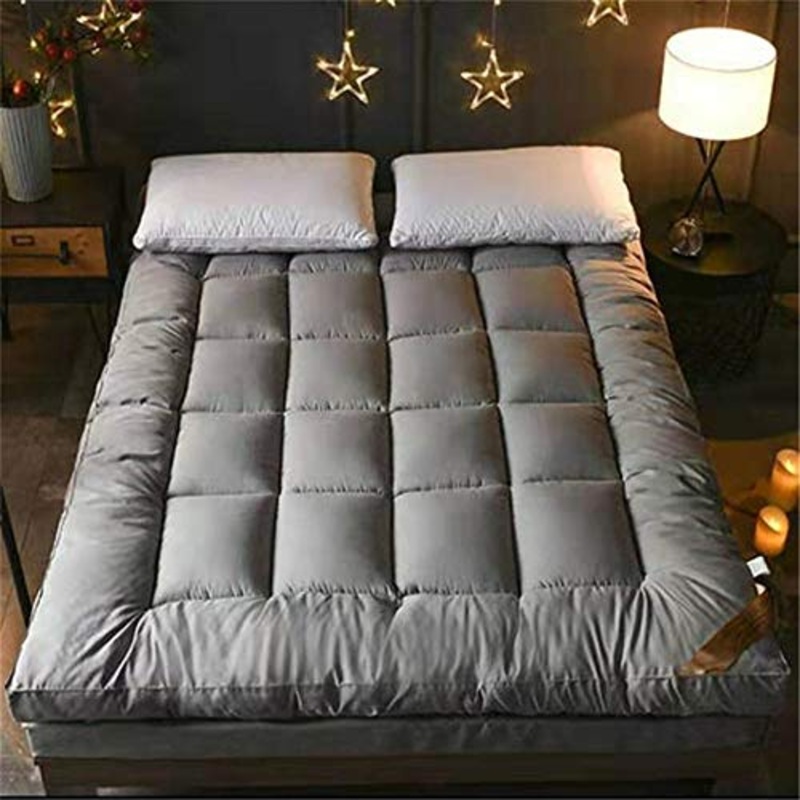 LINGKY Tappetino Tatami in Cashmere di Agnello Addensato, Materassi Futon Pieghevoli Portatili Doppio Materasso – Imbottitura 100% Microfibra (Grigio,90x200cm 2kg)