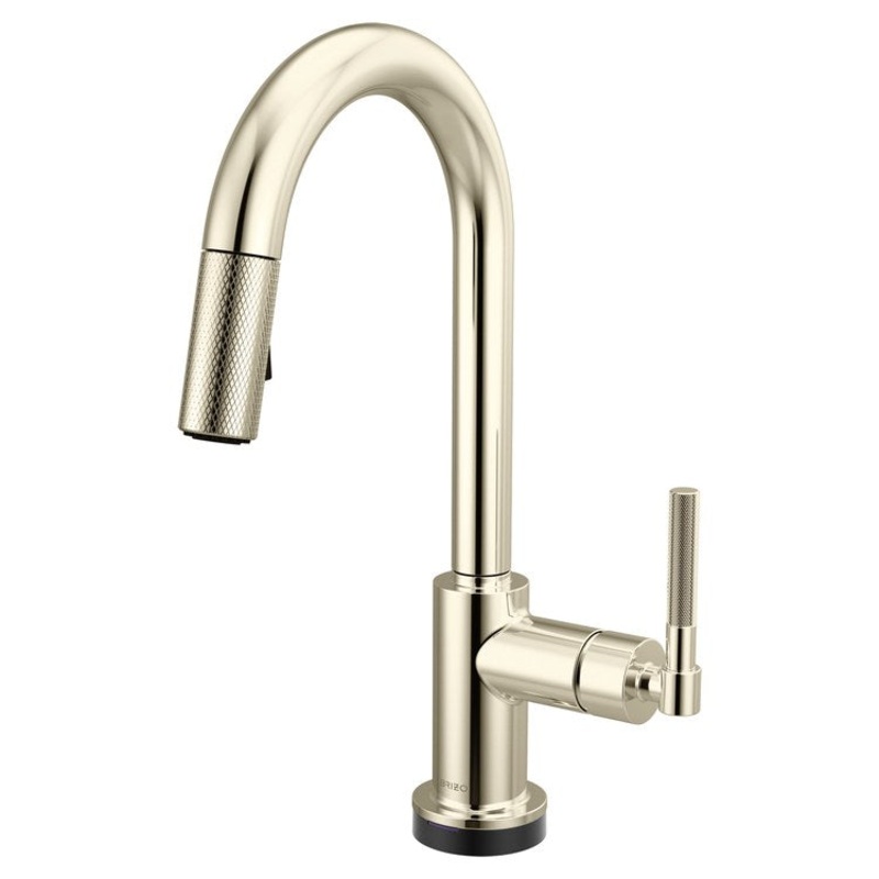 Prep Faucet Litze Smarttouch 1 Knurled Handle ADA Brilliance Polished Nickel Pull Down Dual Function Arc 360 DEG Swivel 1.8 Gallons per Minute