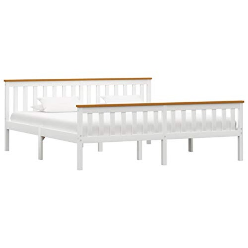 Tidyard Struttura Letto Matrimoniale in Legno Massello di Pino Bianco con Doghe,Giroletto Matrimoniale in Legno Massello di Pino con Doghe,Letto Moderno,Letto con Doghe Legno 180×200 cm
