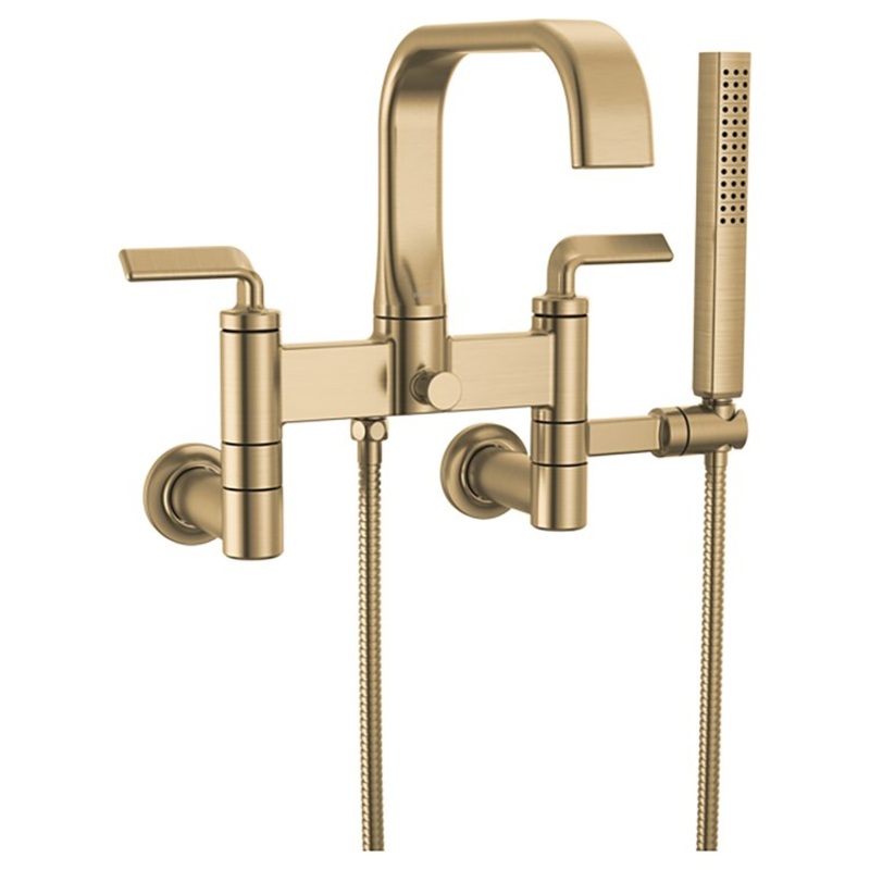 Tub Filler Trim Allaria 2 Twist Lever Brilliance Luxe Gold ADA 8 Inch Spread 11.0 Gallons per Minute