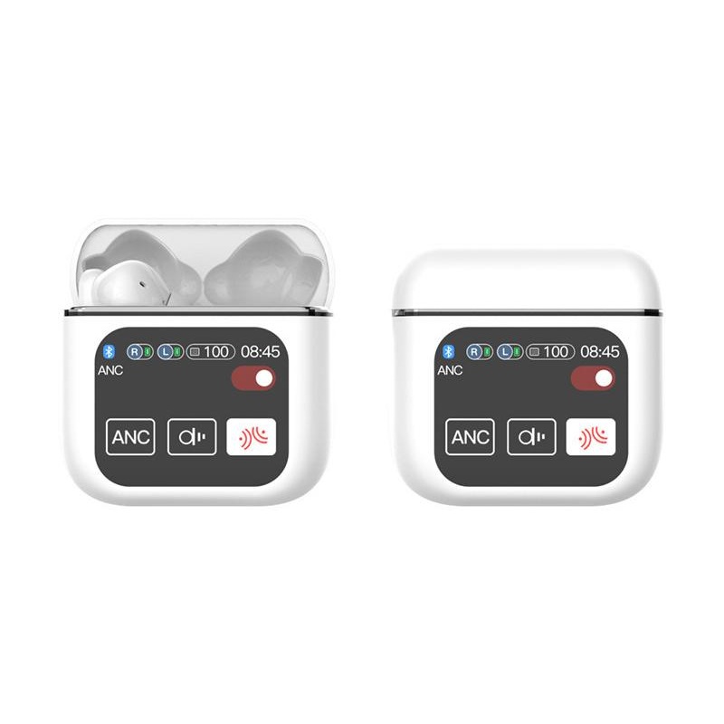 TWS Bluetooth Earbuds with 1.9 HD Touch Screen Case – ANC/ENC Noise Reduction(white)”