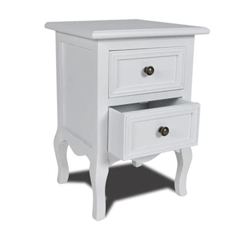 vidaXL Comodino con 2 Cassetti MDF Bianco Cassettiera Tavolo Notte Armadietto
