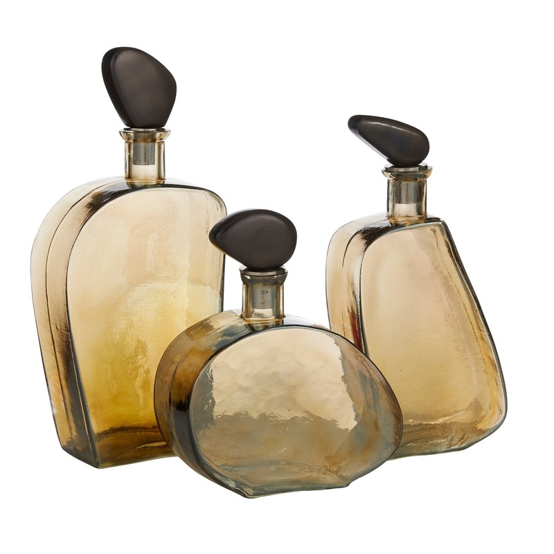 Arteriors ARI15 Calhoun Decanters, Set of 3 Smoke Luster/Bronze