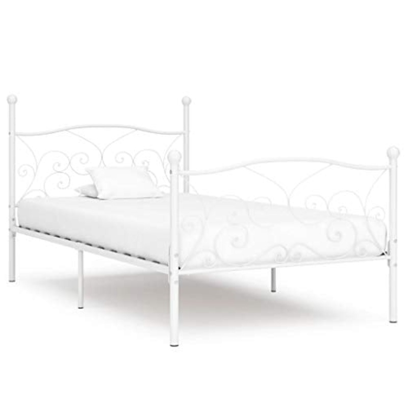 BIGTO – Struttura letto in metallo, per camera da letto, stile bianco, 90 x 200 cm