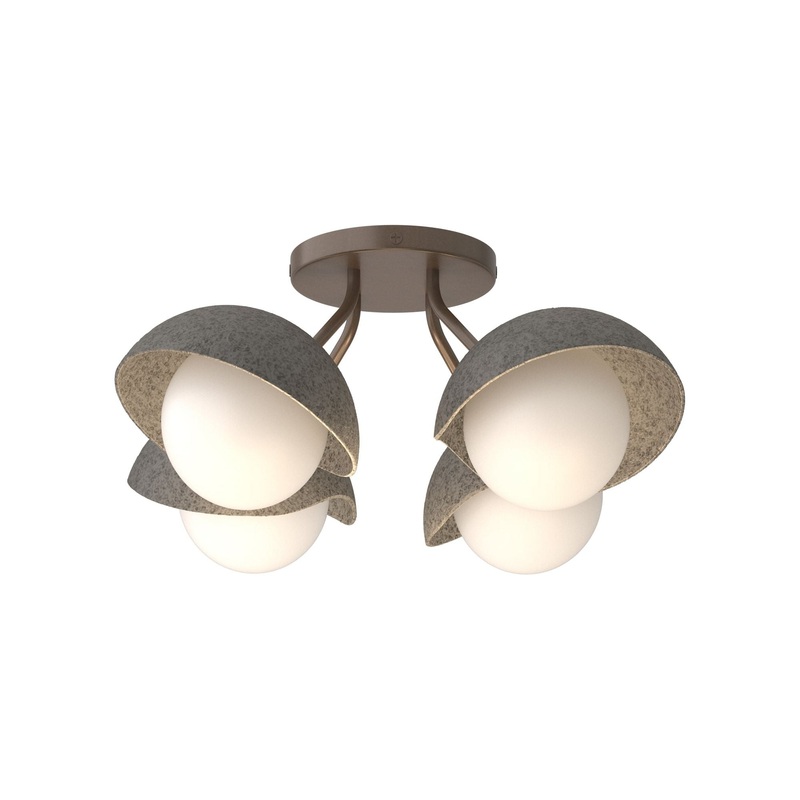 Brooklyn 4-Light Single Shade Semi-Flush Bronze Natural Iron