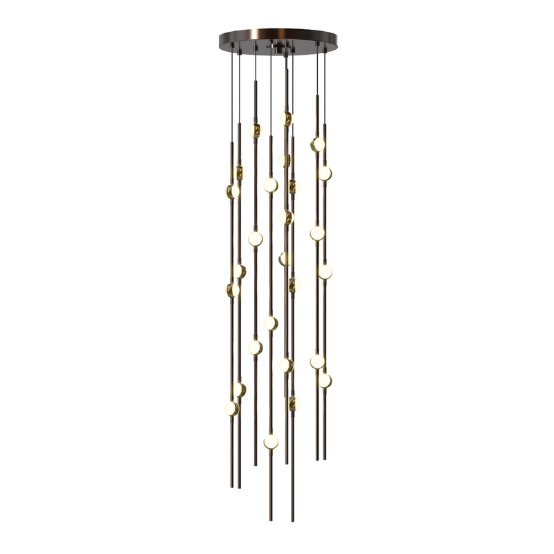 Constellation Andromeda Short 12″ Round LED Pendant Espresso Black with White Optical Acrylic 2700K 20′ Adjustable Cord