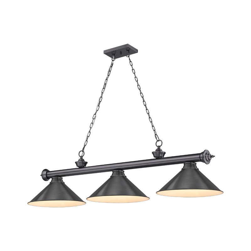 Cordon 3-Light Billiard Bronze Plate Cone Bronze Plate Steel