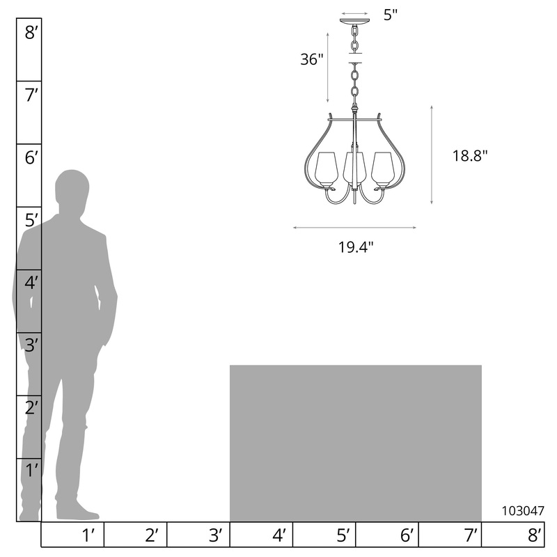 Flora 3-Arm Chandelier Ink Opal Glass (GG)