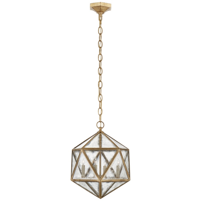 Four Light Lantern from the Zeno Collection in Gilded Iron Finish by Visual Comfort Signature