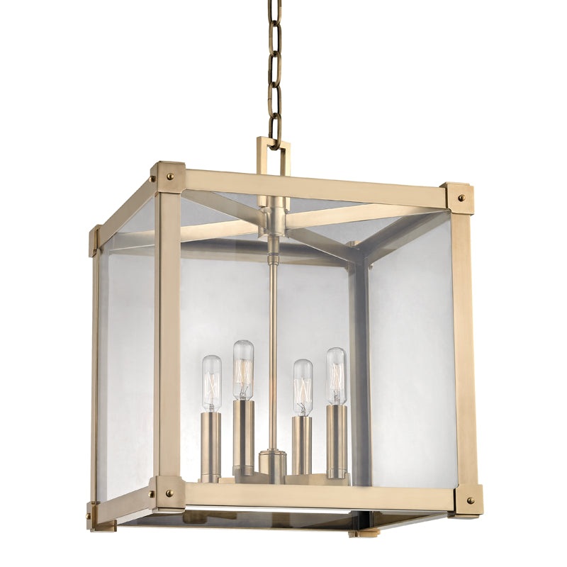 Four Light Pendant from the Forsyth Collection in Aged Brass Finish by Hudson Valley