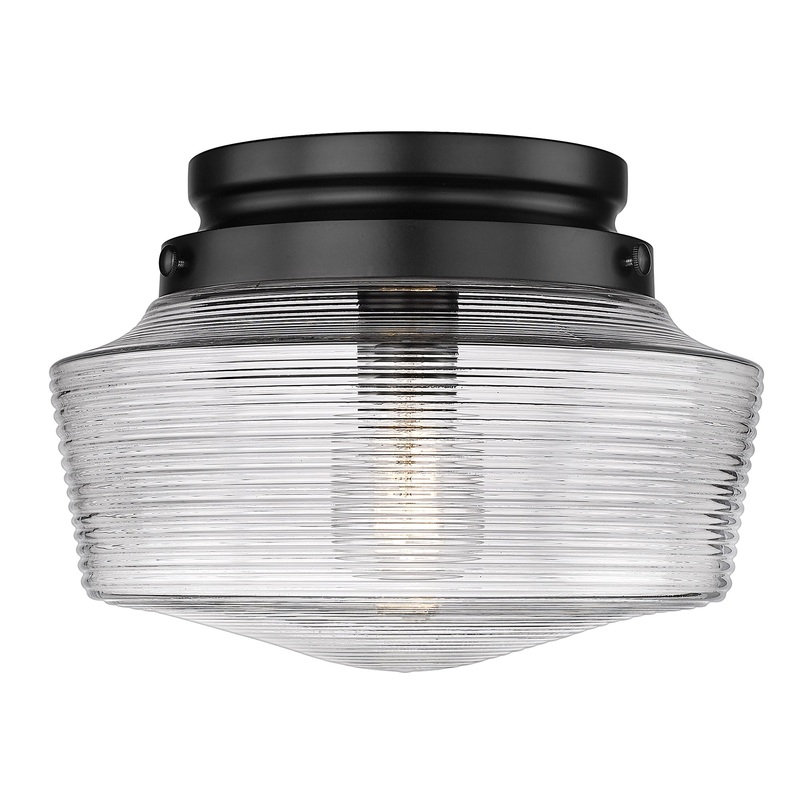 Holloway Flush Mount in Matte Black with Clear Glass Shade