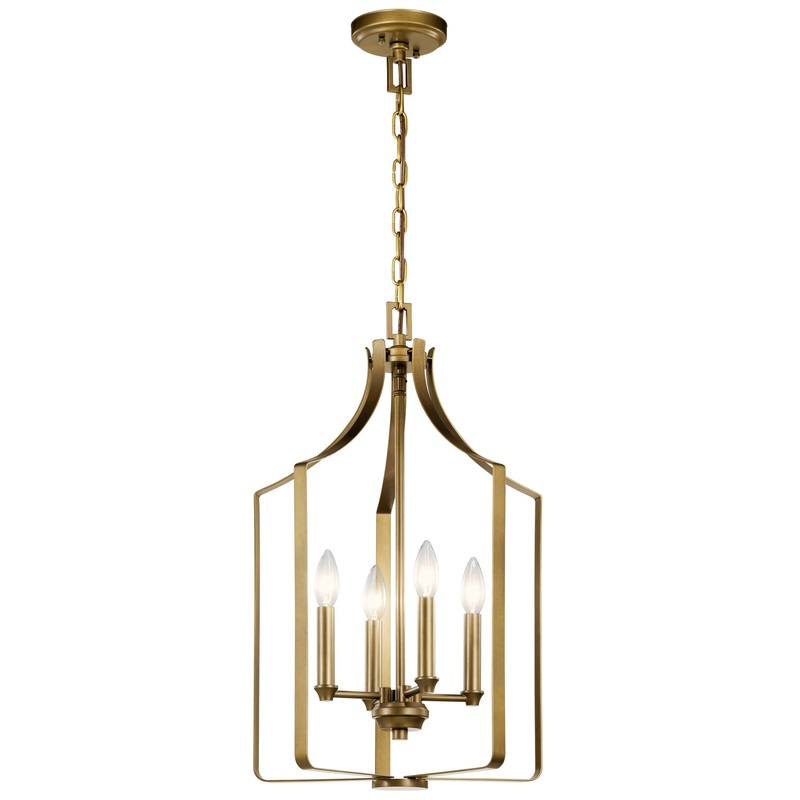 Kichler 42496NBR Four Light Mini Chandelier, Natural Brass