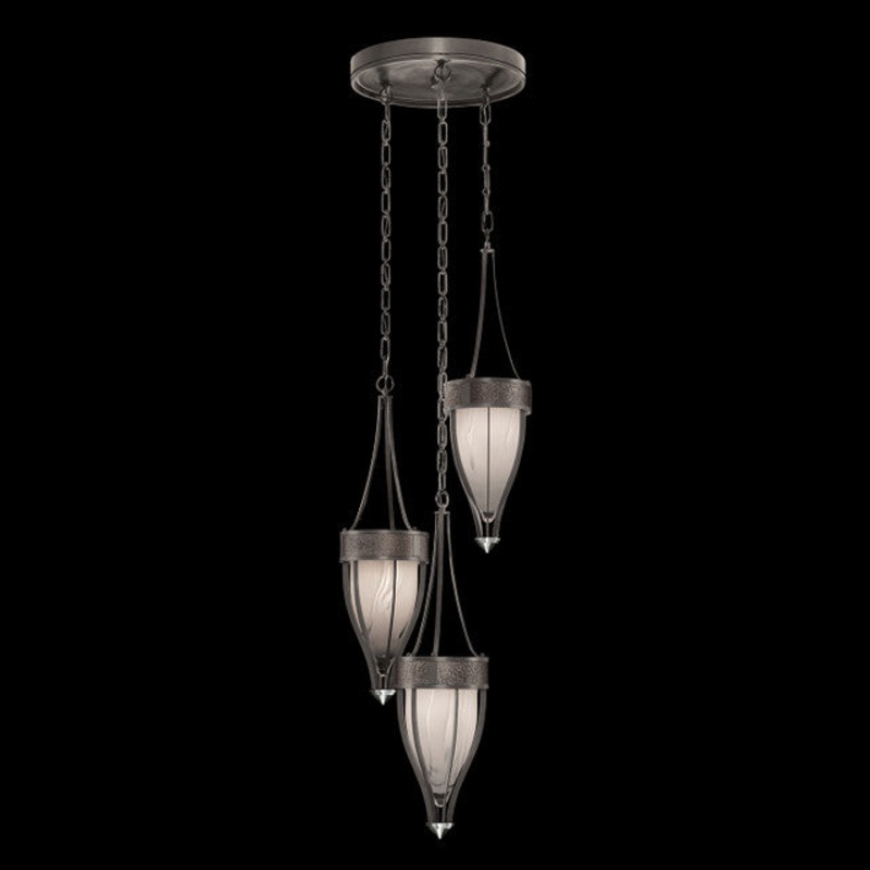 Mirage 17.5″W Round Pendant Midnight Steel/Nickel/Pebble