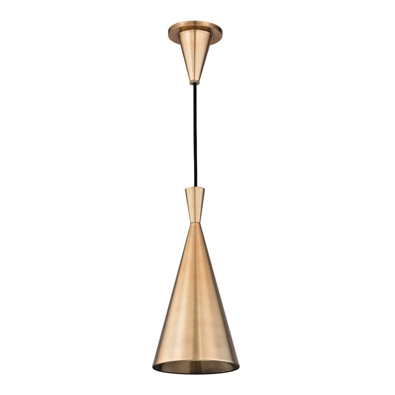 One Light Pendant from the Ovid Collection in Aged Brass Finish by Hudson Valley