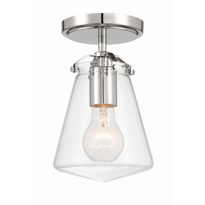 One Light Semi Flush Mount from the Voss Collection in Polished Nickel Finish by Crystorama