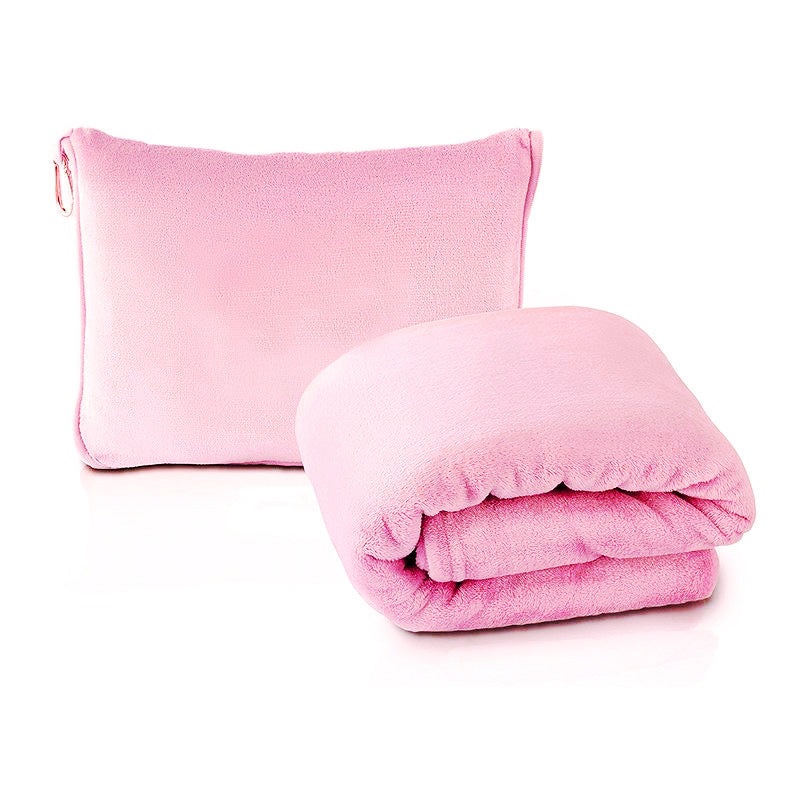 Pink Multi-Function 2-in-1 Travel Blanket with Storage – 50 x 60 in (127 x 152 cm) Lightweight Airplane Companion